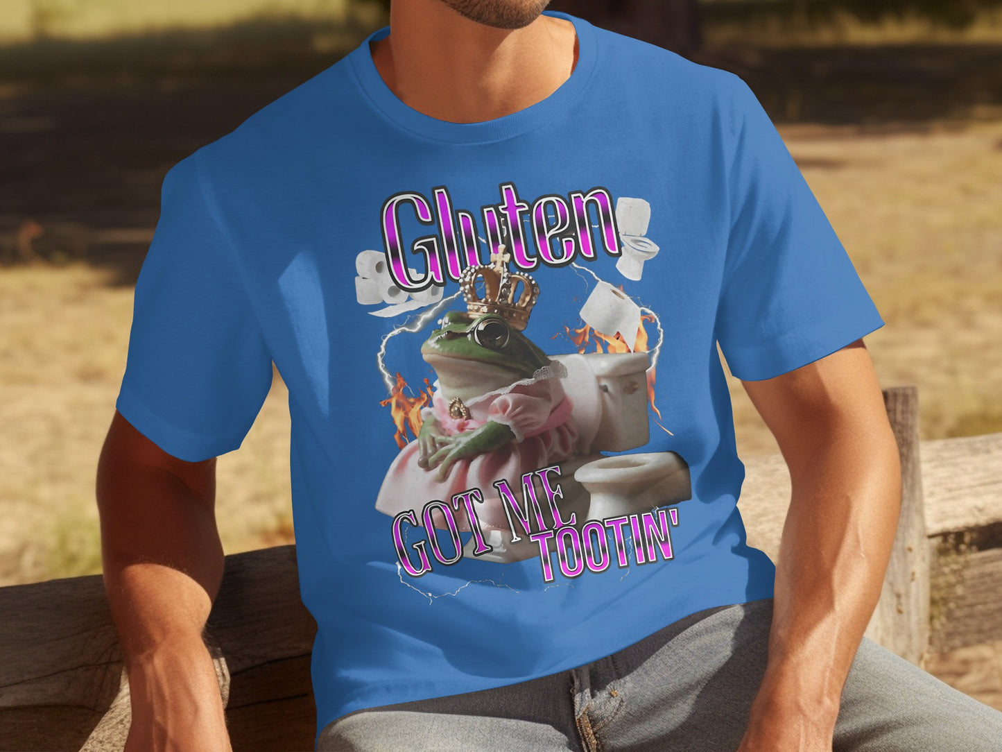 Gluten Got Me Tootin' Funny Frog Toilet Humor Shirt