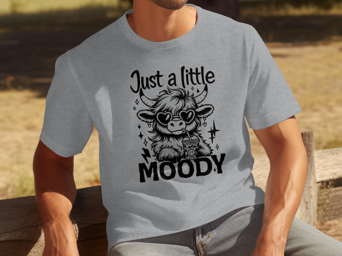 Just A Little Moody Cute Cow Graphic T-shirt
