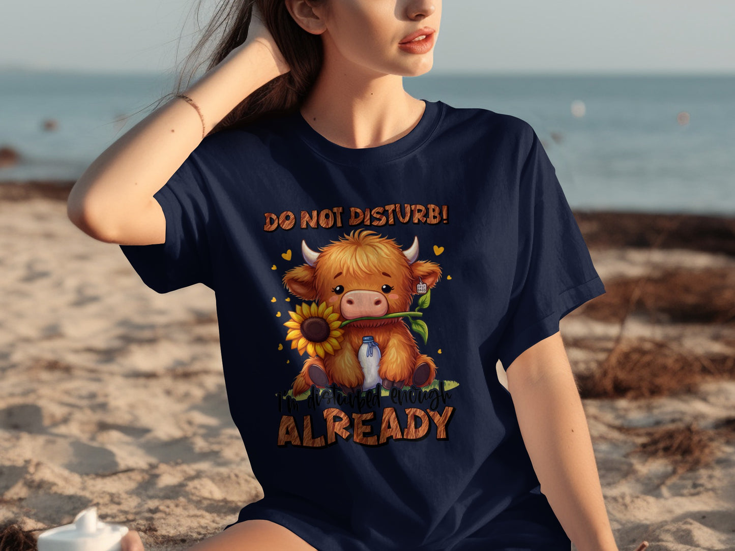 Do Not Disturb Funny Highland Cow Art Women's T-Shirt