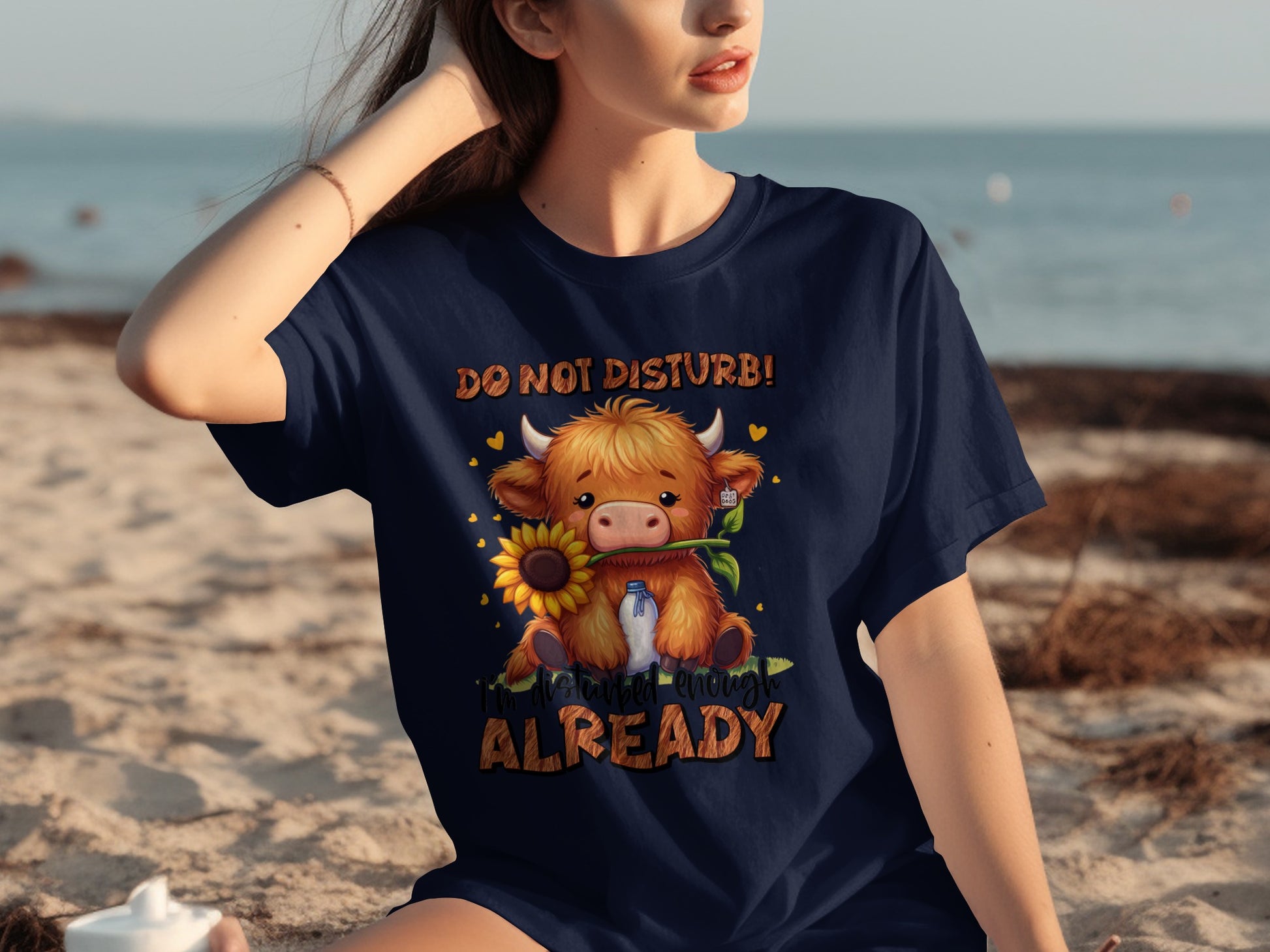 Do Not Disturb Funny Highland Cow Art Women's T-Shirt
