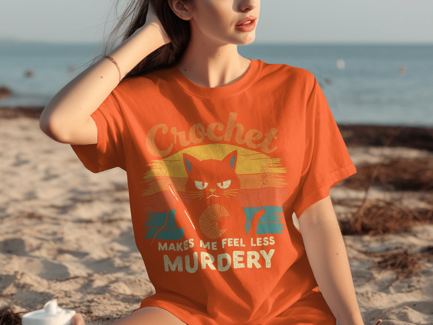 Crochet Makes Me Feel Less Murdery T-shirt