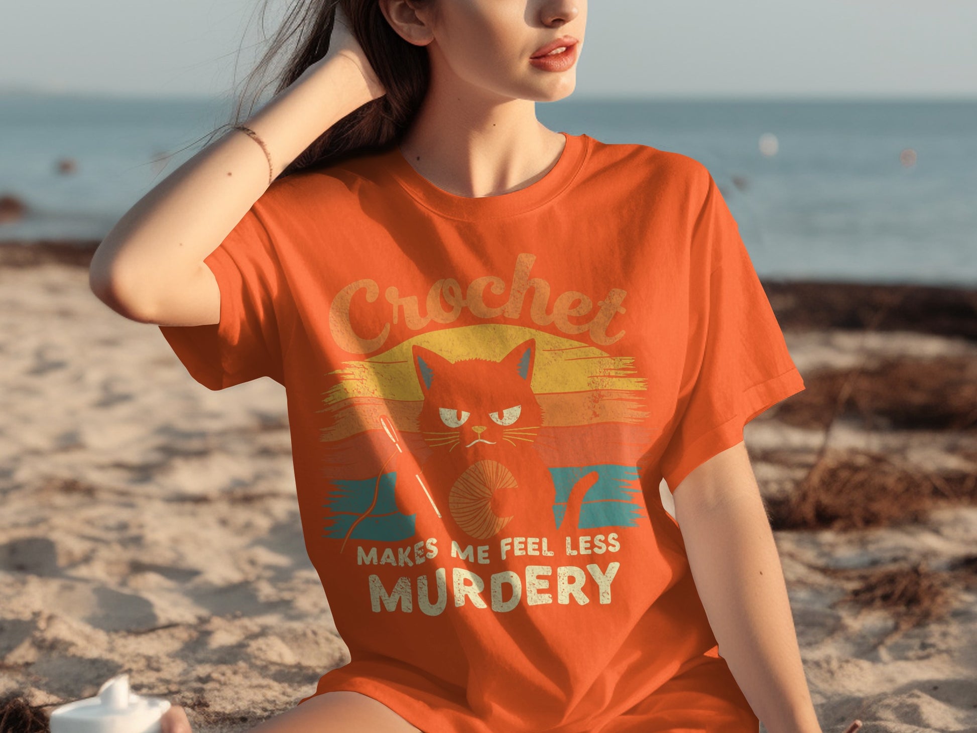 Crochet Makes Me Feel Less Murdery T-shirt