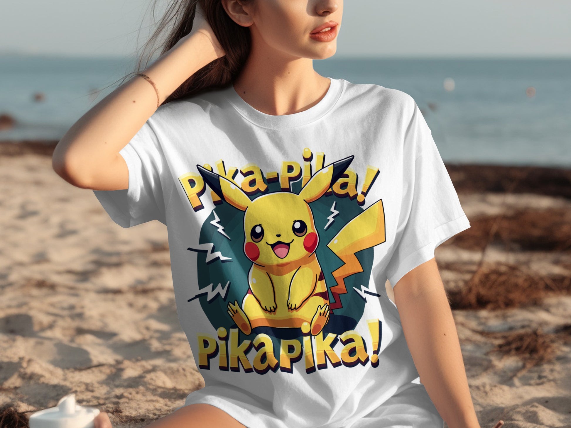 Pika Pika Pikachu Graphic White T-Shirt