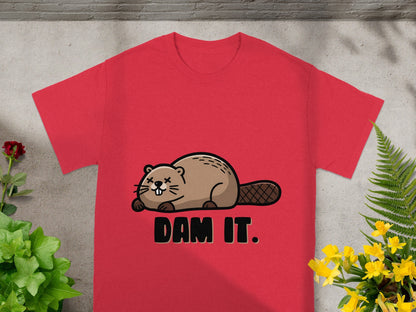 Funny Beaver Dam It Design Graphic T-shirt