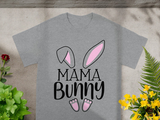 Mama Bunny Ears and Paws Design Graphic T-shirt