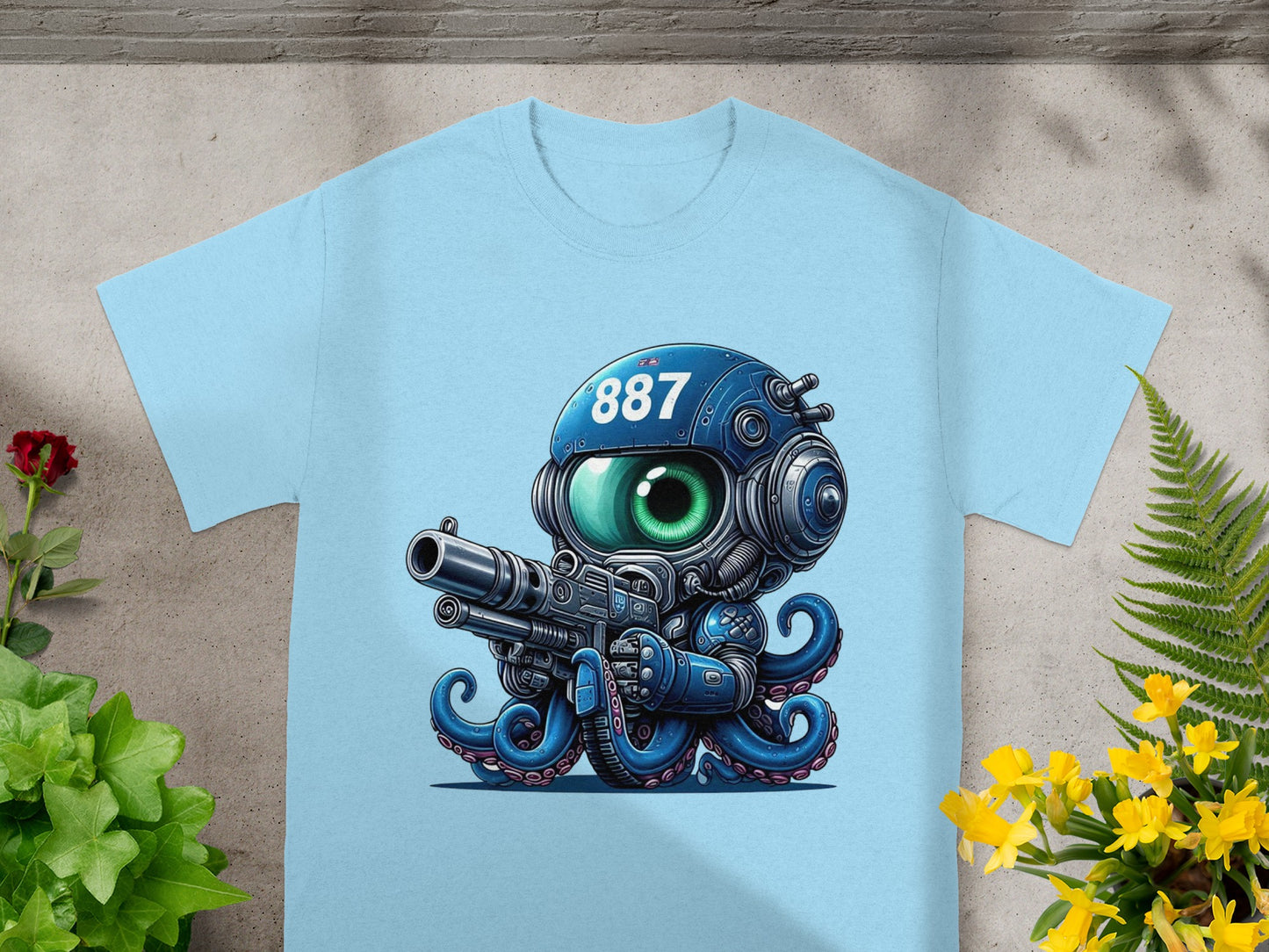 Futuristic Octopus Graphic Printed T-Shirt Design