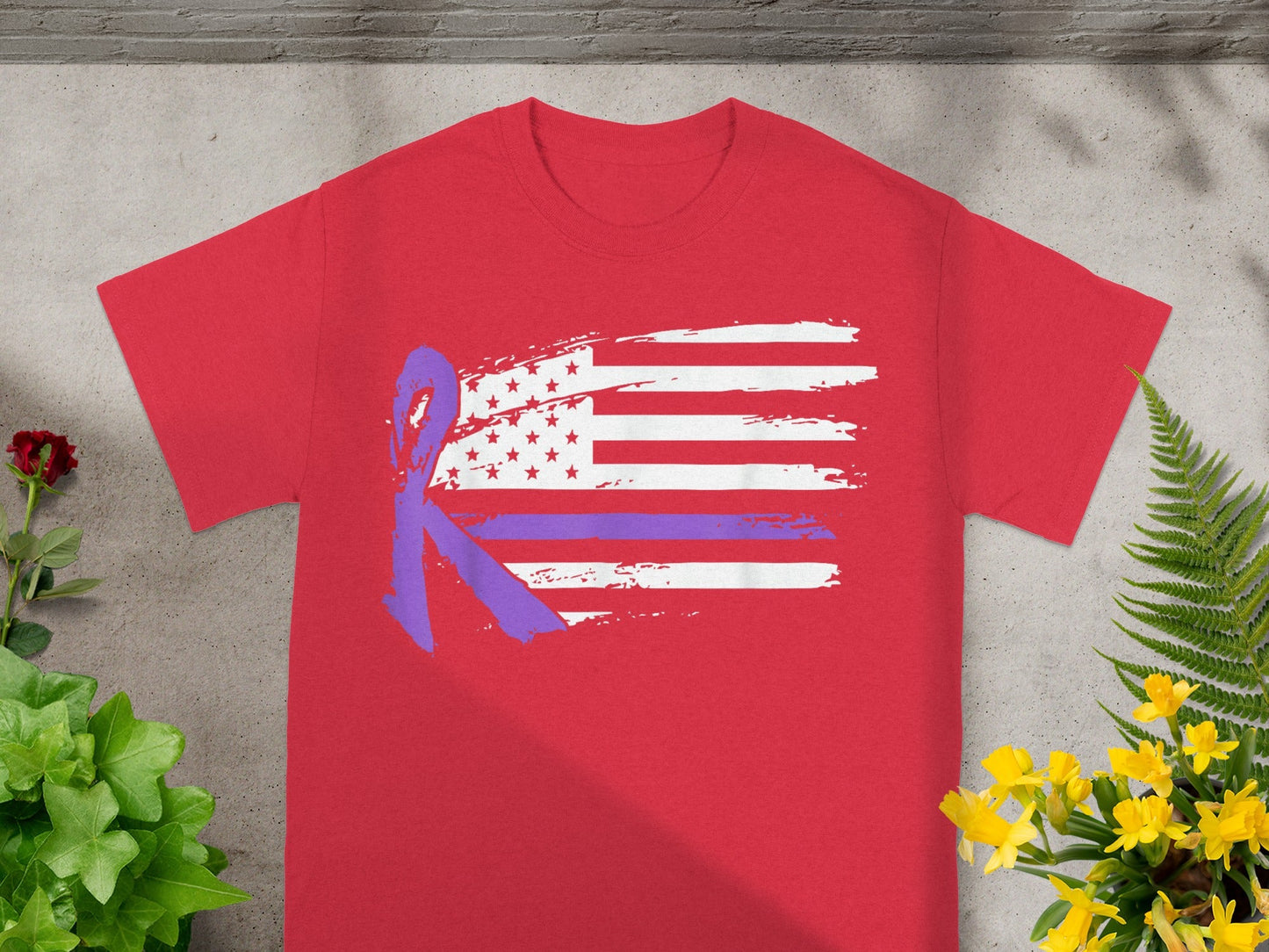 Patriotic Ribbon American Flag Design Red T-shirt