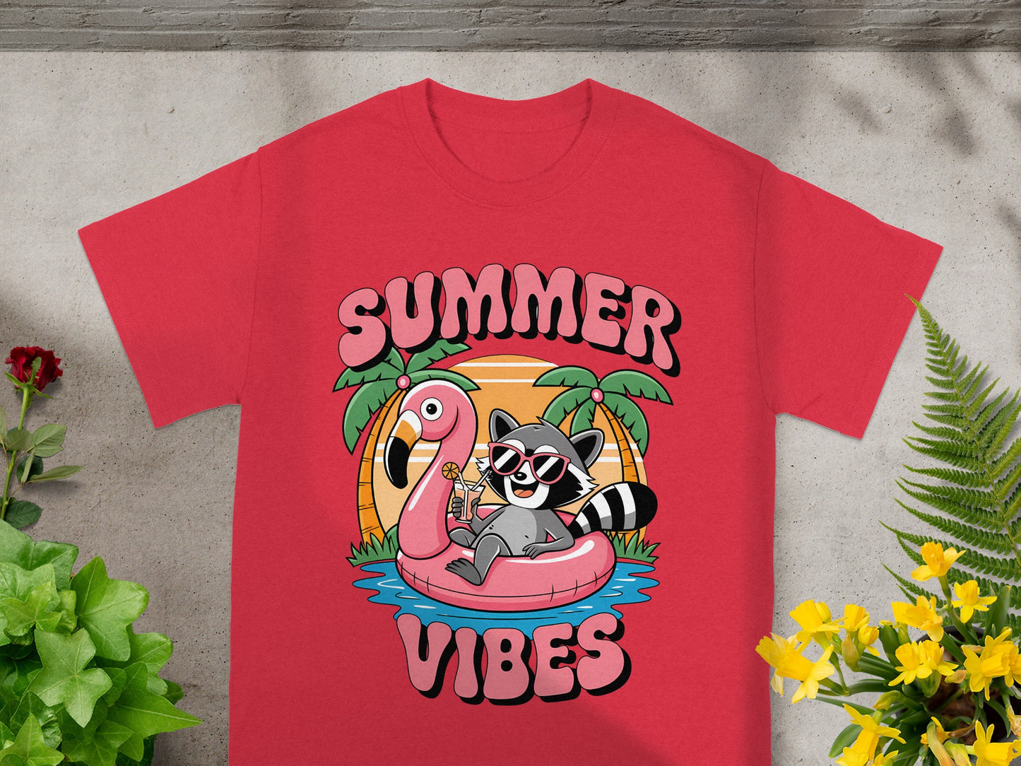 Tropical Raccoon Summer Vibes T-Shirt