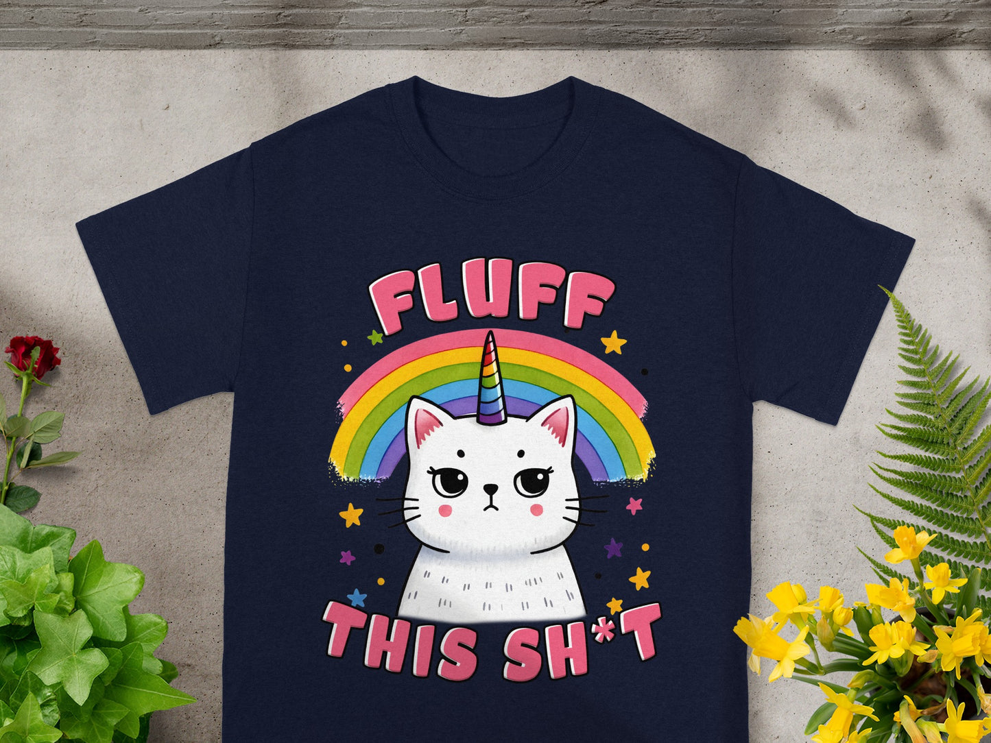 Fluff This Shit Grumpy Unicorn Cat Tee