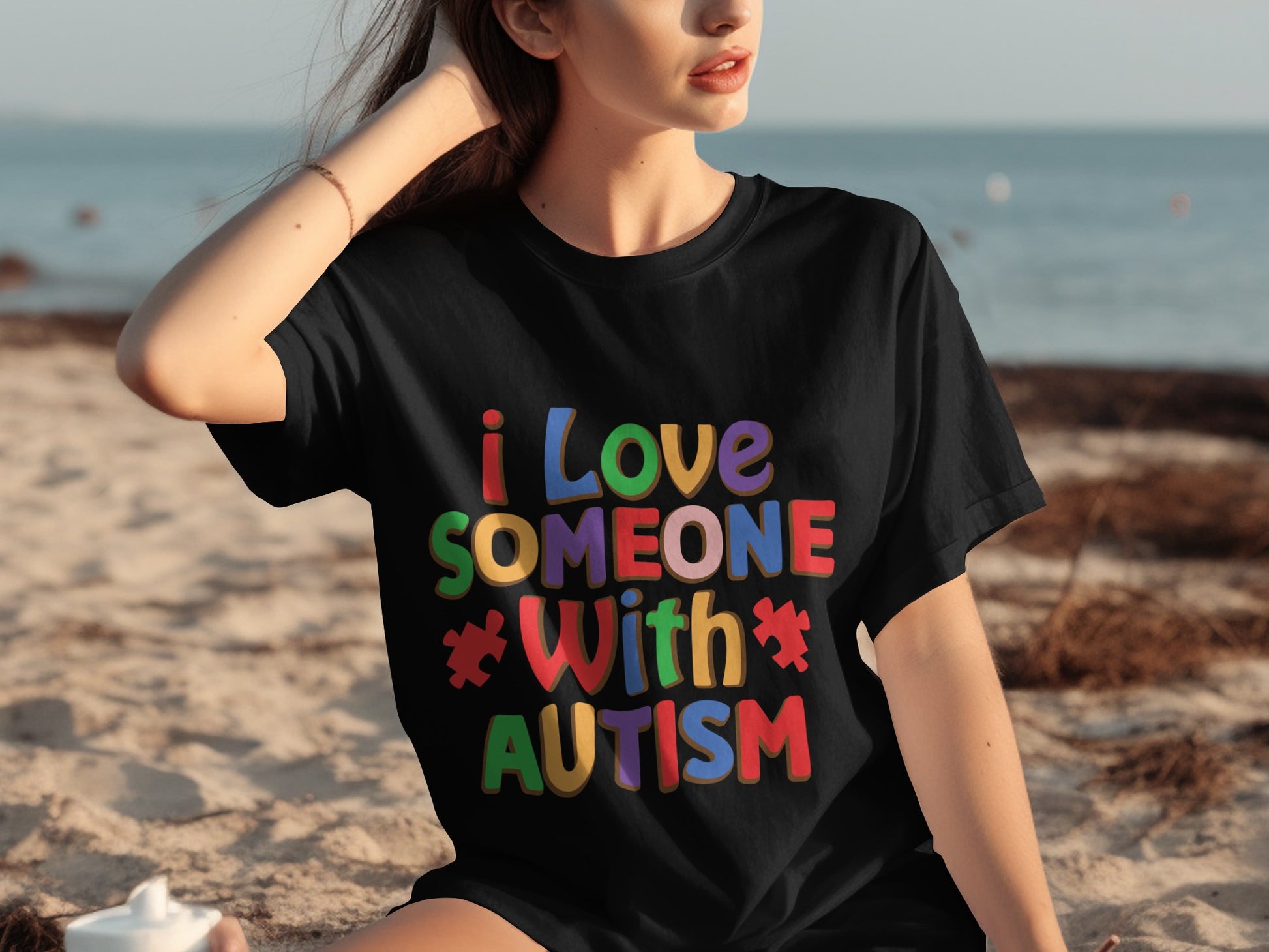 I Love Someone With Autism Colorful Letters Shirt