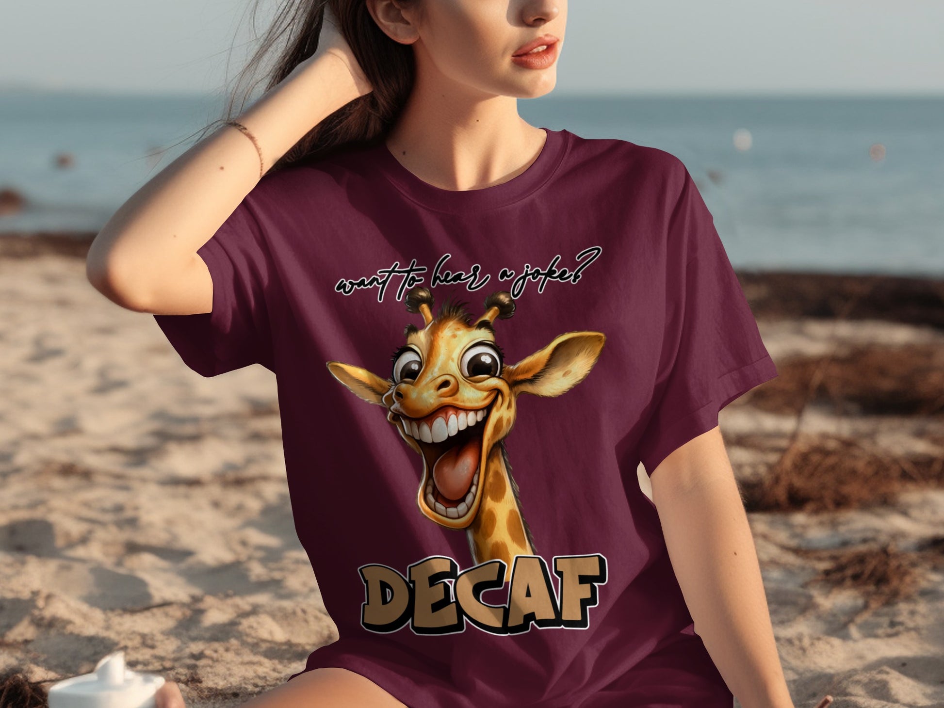 Funny Giraffe Decaf Joke Graphic T-Shirt