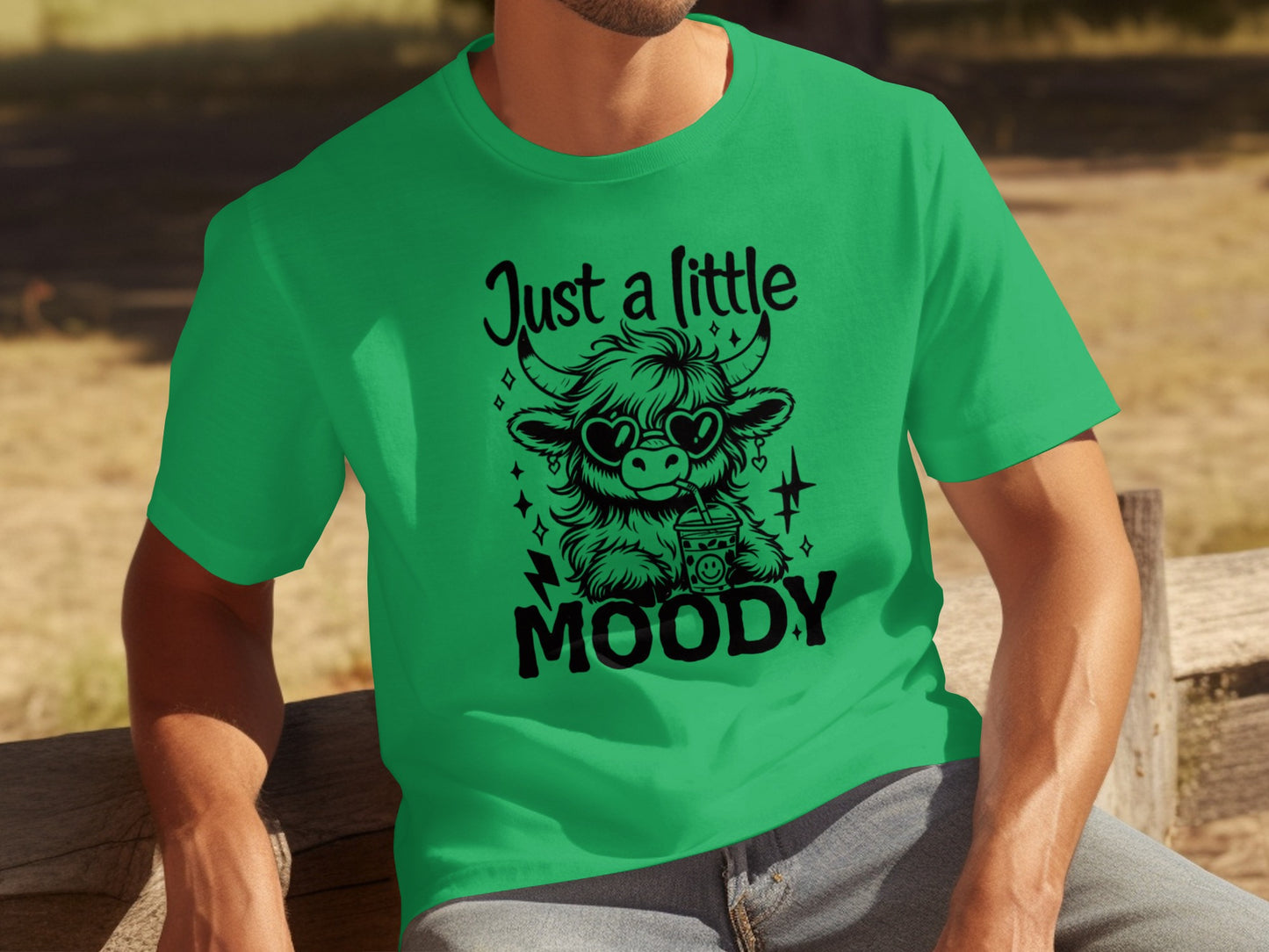 Just a Little Moody Funny Cow Graphic T-Shirt