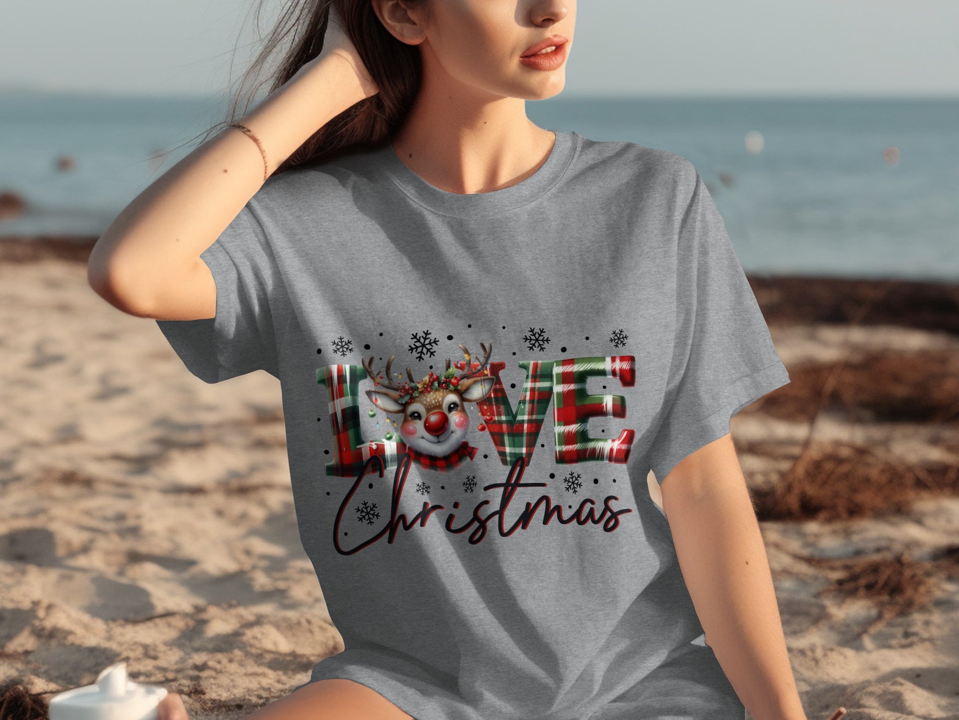Love Christmas Reindeer Graphic T-Shirt Christmas
