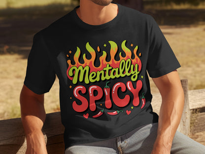 Mentally Spicy Graphic T-Shirt with Fiery Design