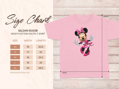 GILDAN 5000B Youth T-Shirt Minnie Mouse Size Chart Pink product type