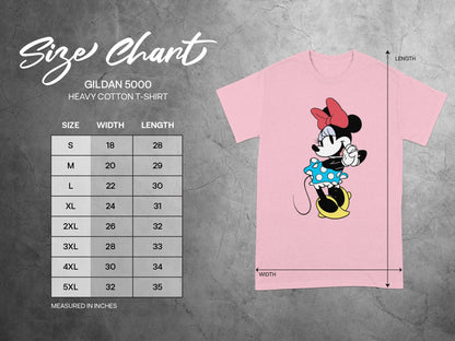 GILDAN 5000 Minnie Mouse Size Chart Measured in Inches T-Shirt product type