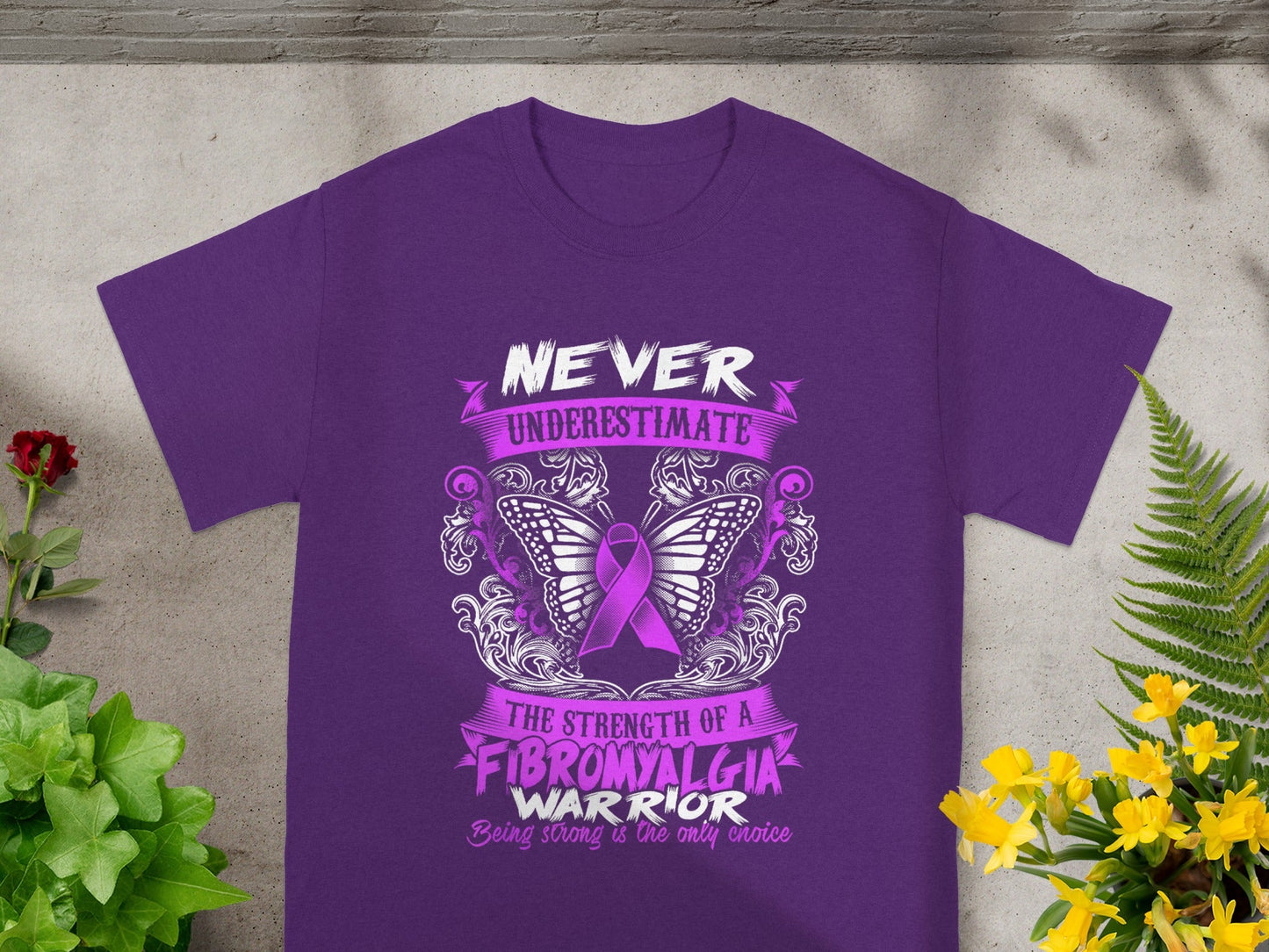 Never Underestimate Fibromyalgia Warrior T-shirt