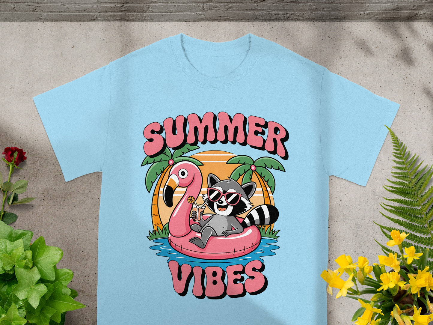 Tropical Raccoon Summer Vibes T-Shirt