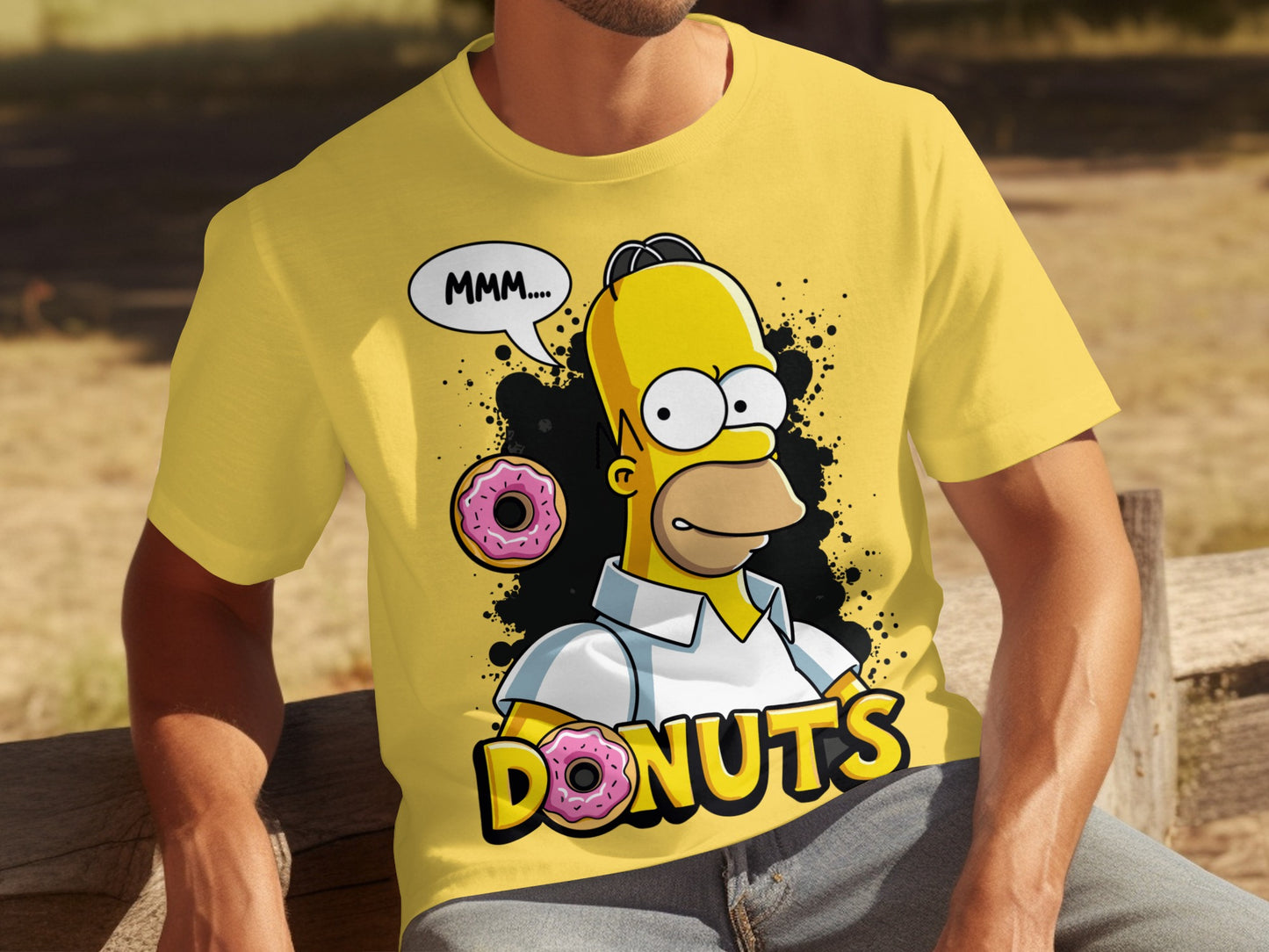 Mmm Donuts Graphic Yellow T-Shirt