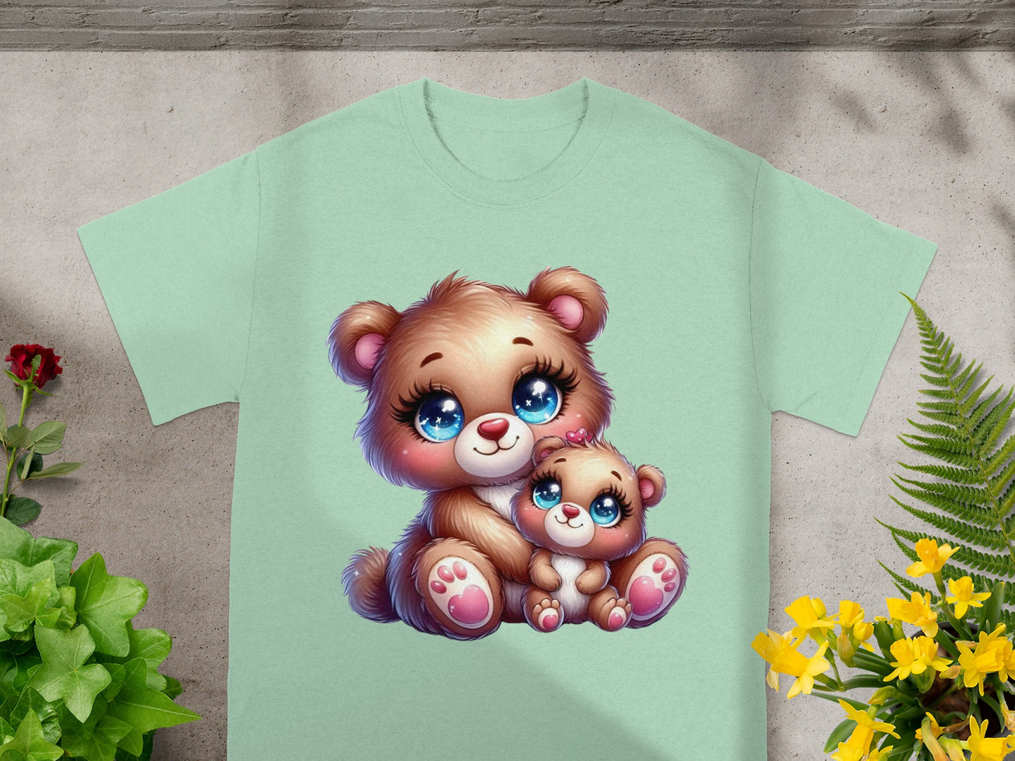 Cute Cartoon Bear Family Graphic T-Shirt