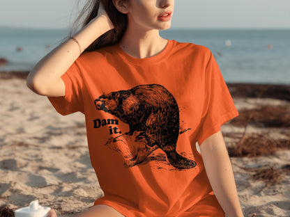 Funny Dam It Beaver Graphic Design T-Shirt