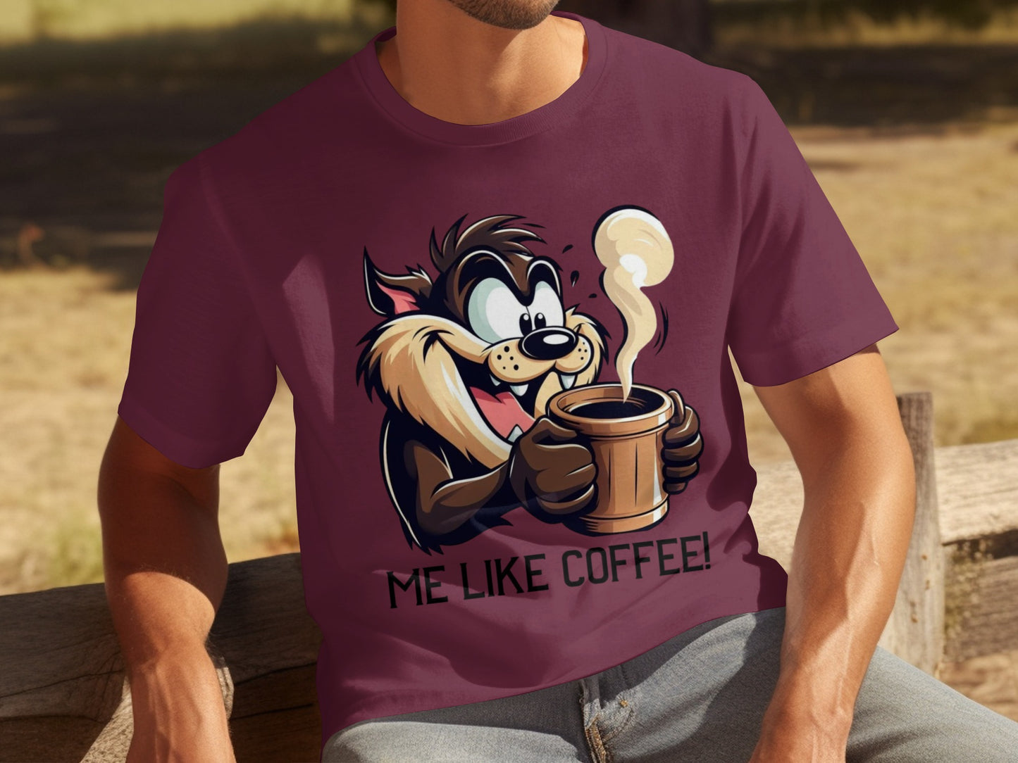 Cartoon Character Drinking Coffee Graphic T-Shirt