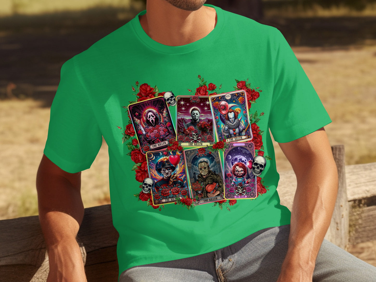 Horror Tarot Card Design T-Shirt for Halloween Lovers