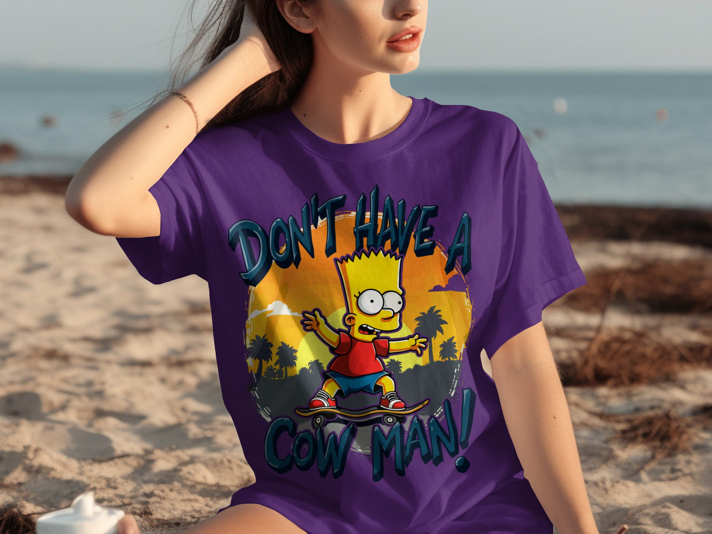 Skateboarding Bart Simpson Don't Have A Cow Man product
