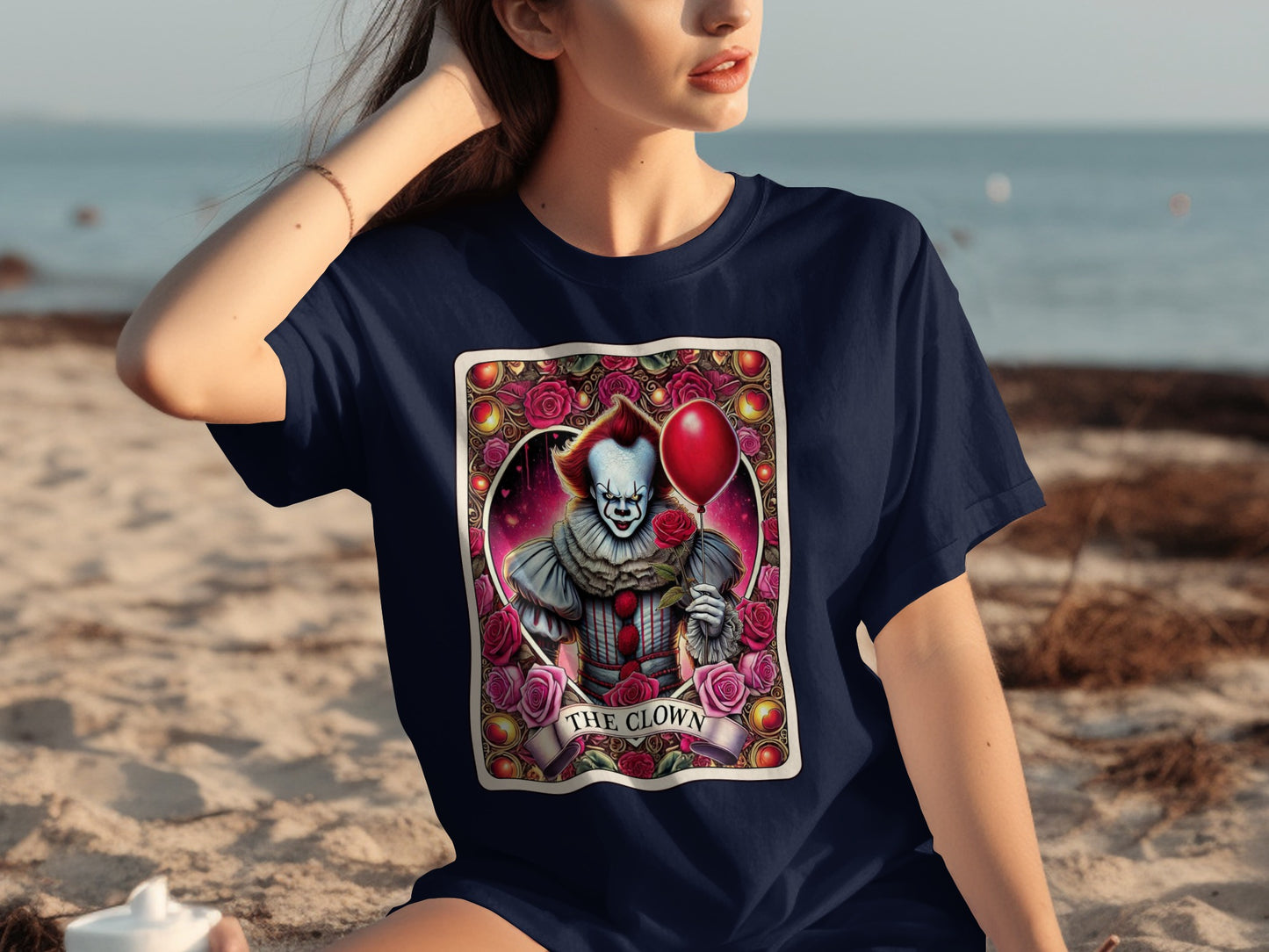 The Clown Graphic T-Shirt with Red Balloon Artwork