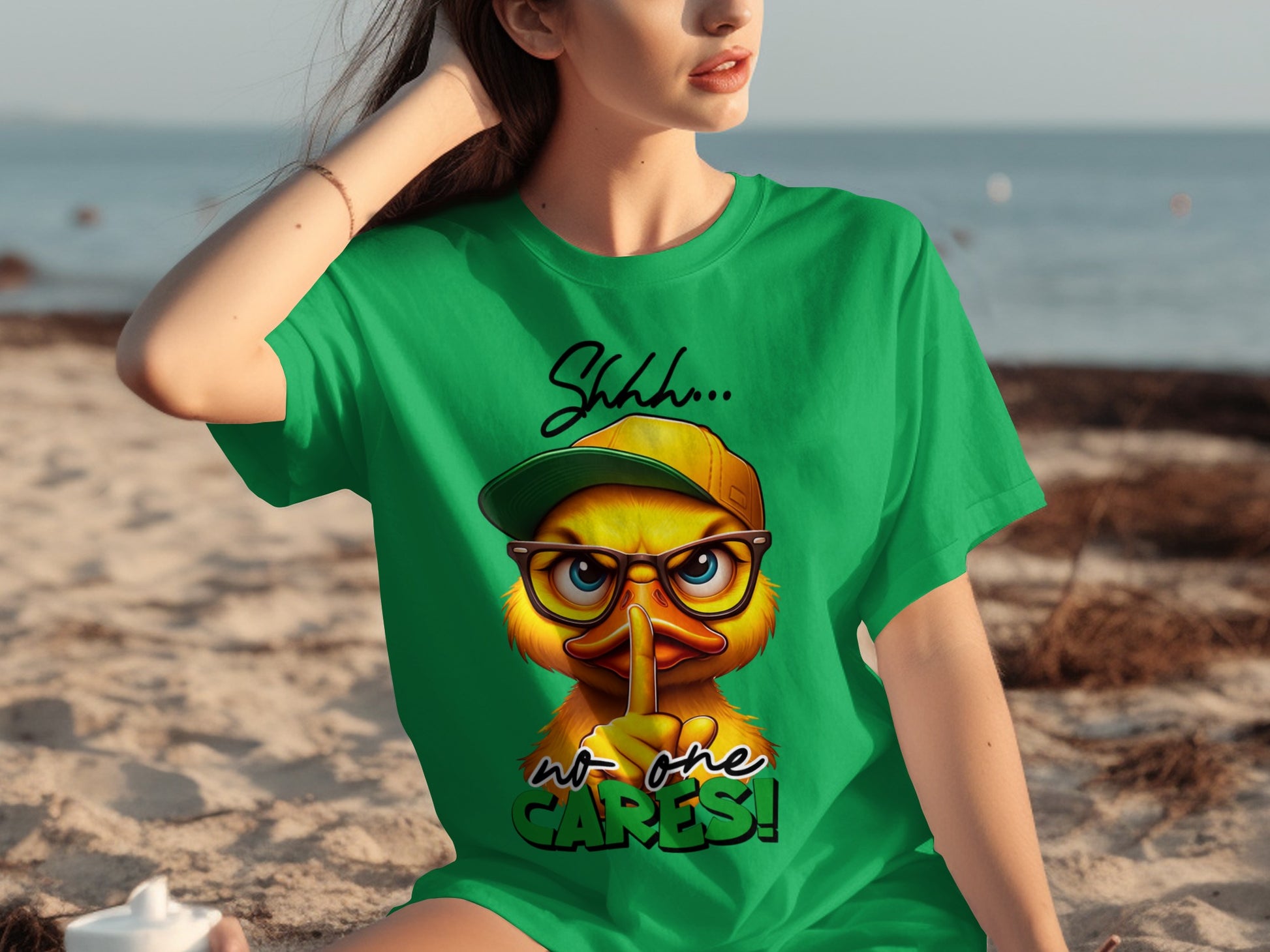 Shhh... No One Cares Funny Duck Graphic T-Shirt