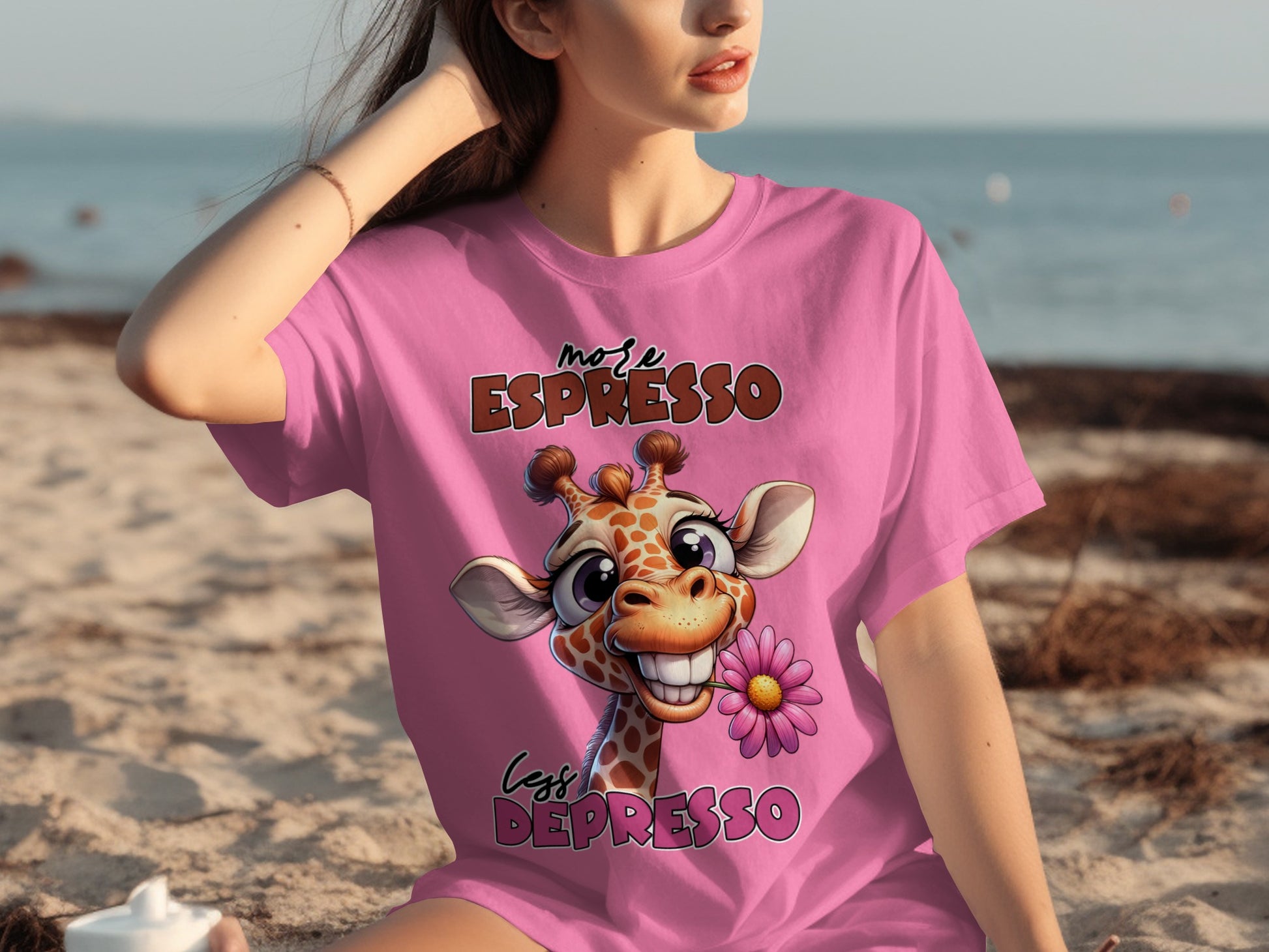 Moi Je Espresso C'est Depresso Cute Giraffe T-Shirt