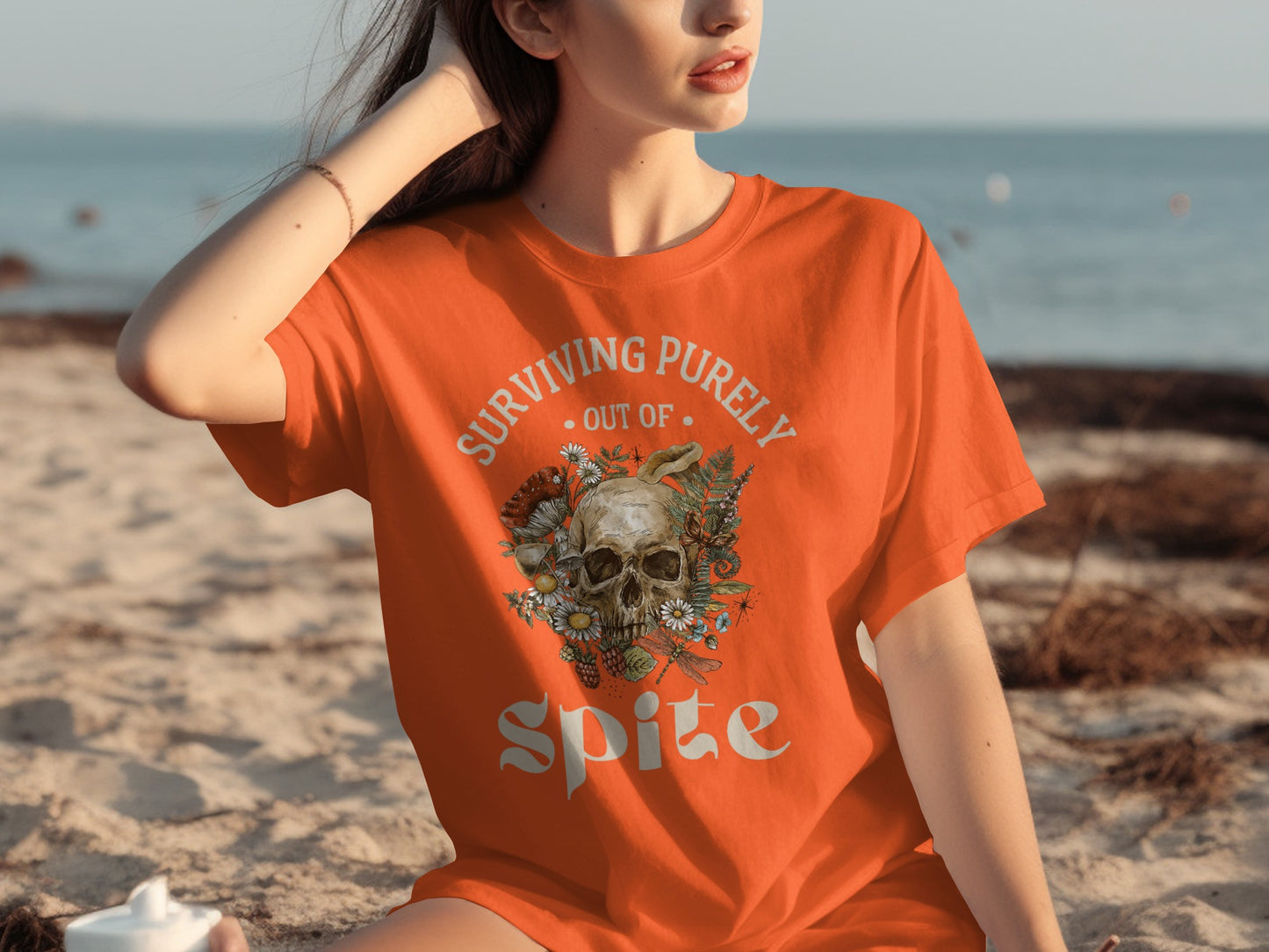 Surviving Purely Out of Spite Skull Graphic Tee