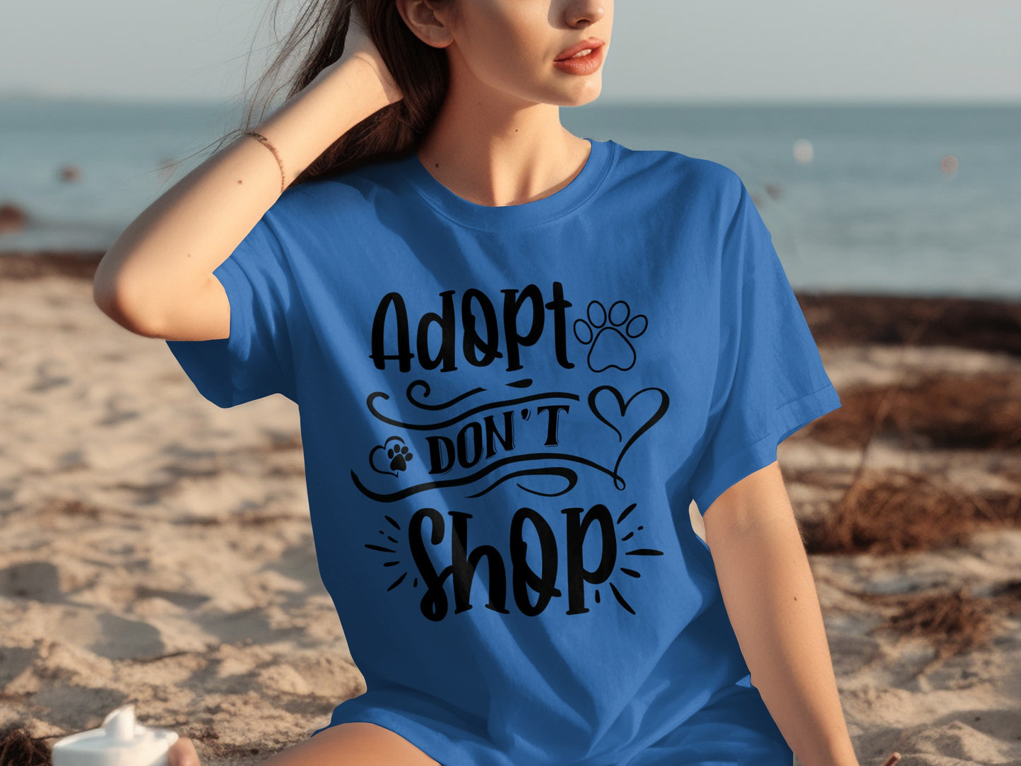 Adopt Don't Shop Heart and Paw Print Graphic Shirt