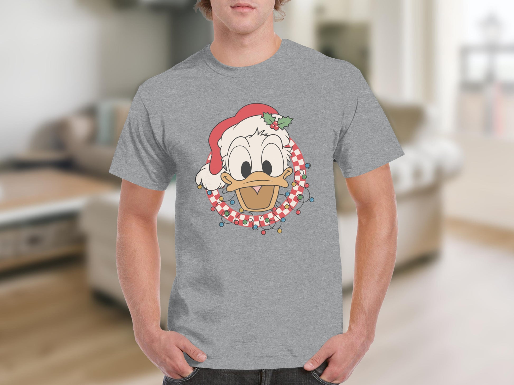 Festive Donald Duck Holiday Graphic Tee Shirt