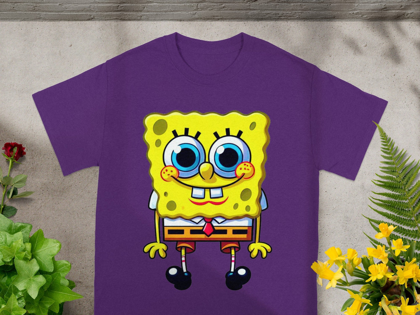 Cartoon Sponge Character Design Purple T-shirt