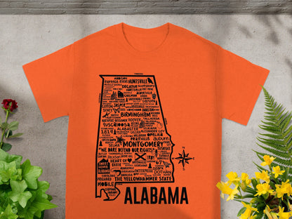 Alabama State Map Typography Design T-shirt