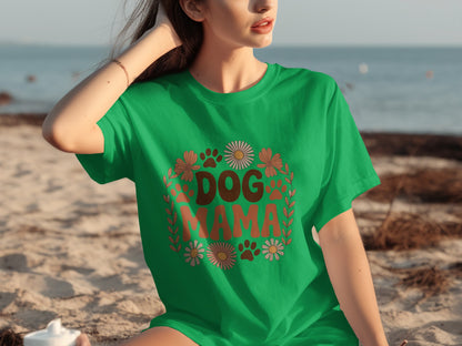 Green Dog Mama Floral Print T-Shirt