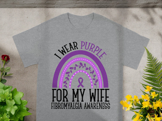 I Wear Purple For My Wife Fibromyalgia Awareness Tee