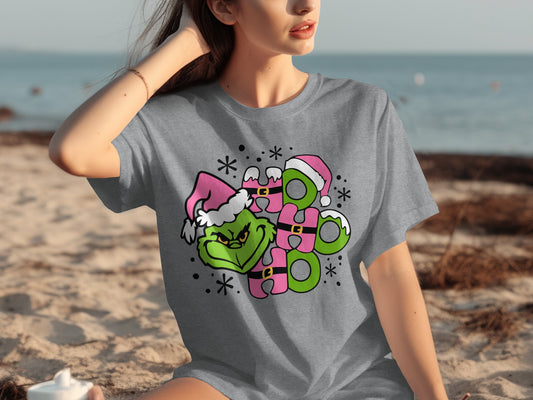 Festive Grumpy Character with Santa Hat T-shirt