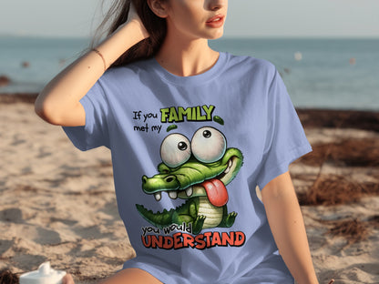 Funny Crocodile Family Understanding Beach T-Shirt