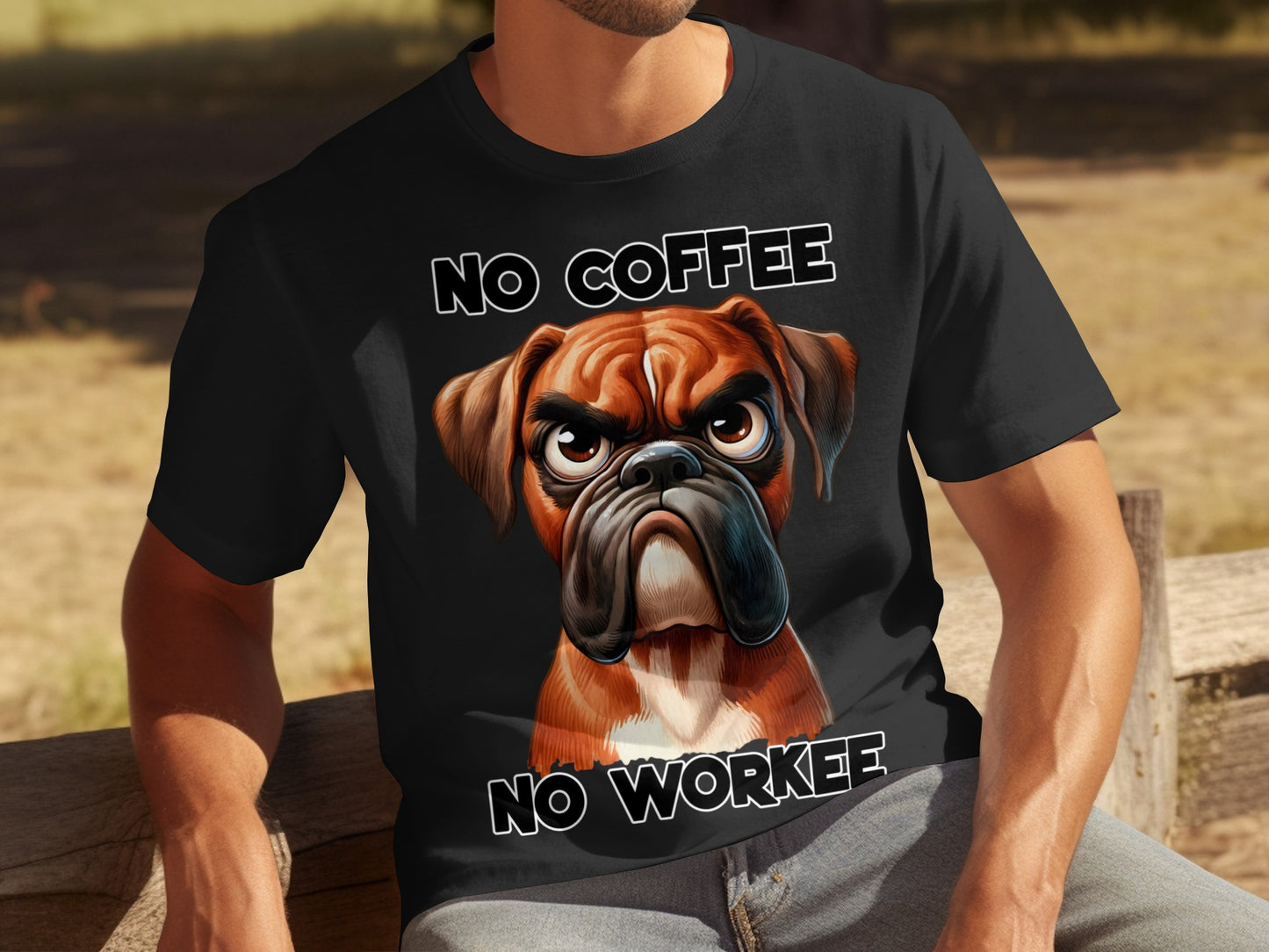 No Coffee No Workee Angry Boxer Dog T-shirt