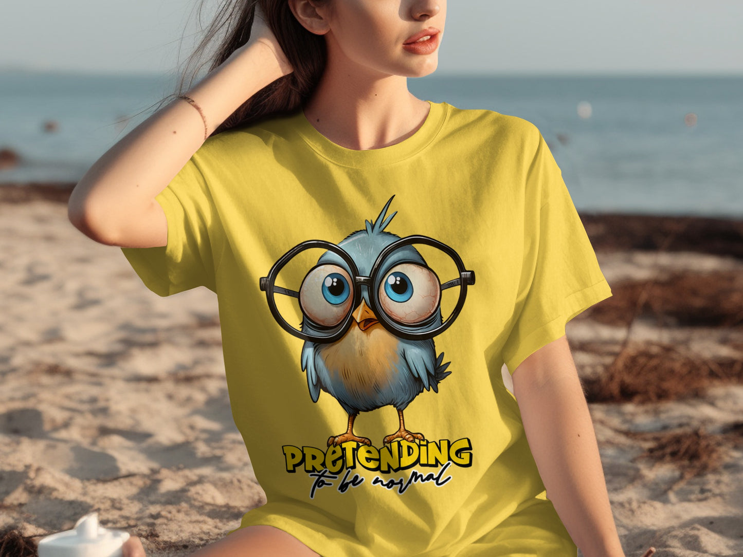 Cute Cartoon Bird with Glasses Pretending to be Normal Shirt