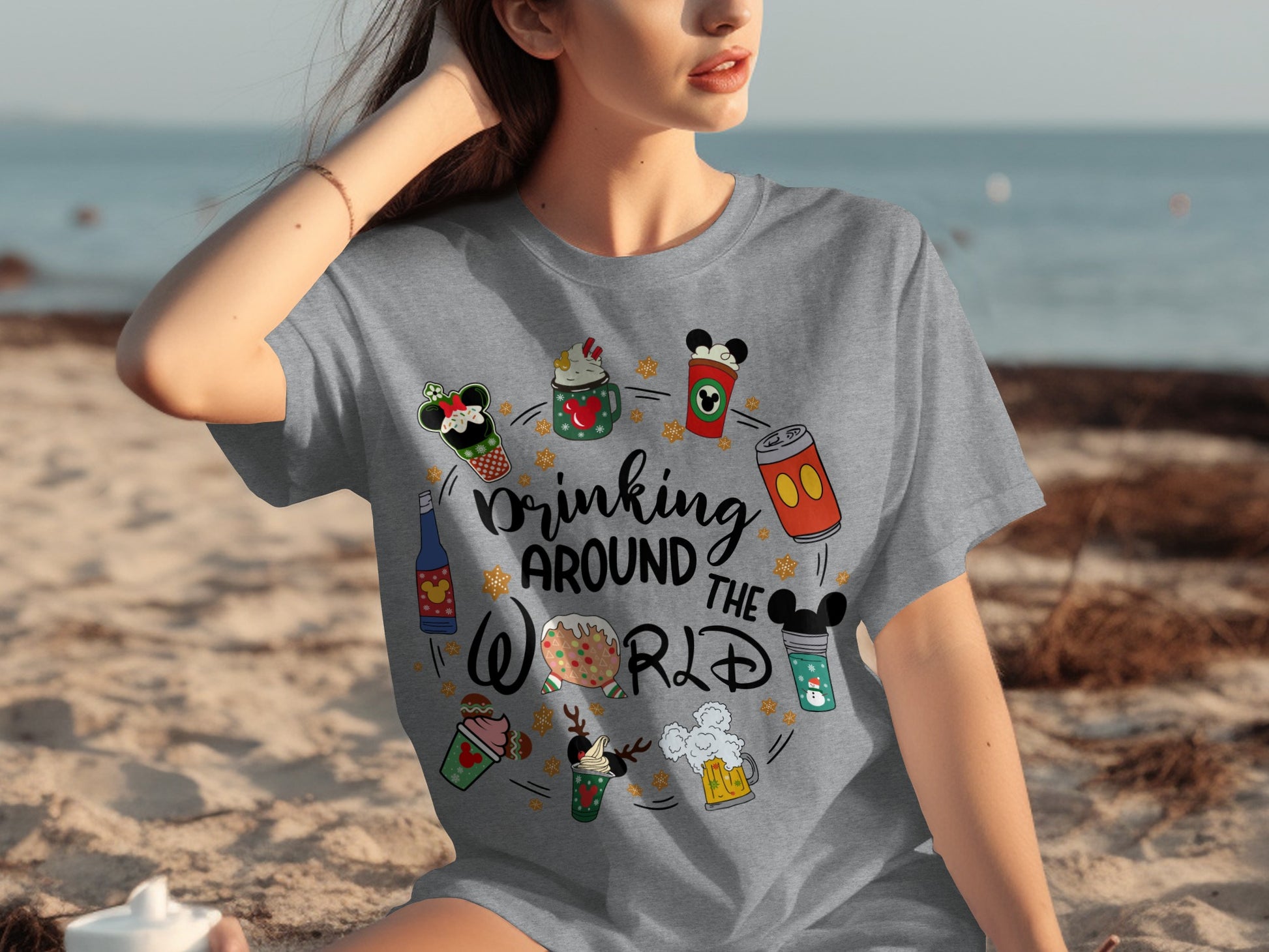 Drinking Around The World Theme Graphic T-shirt