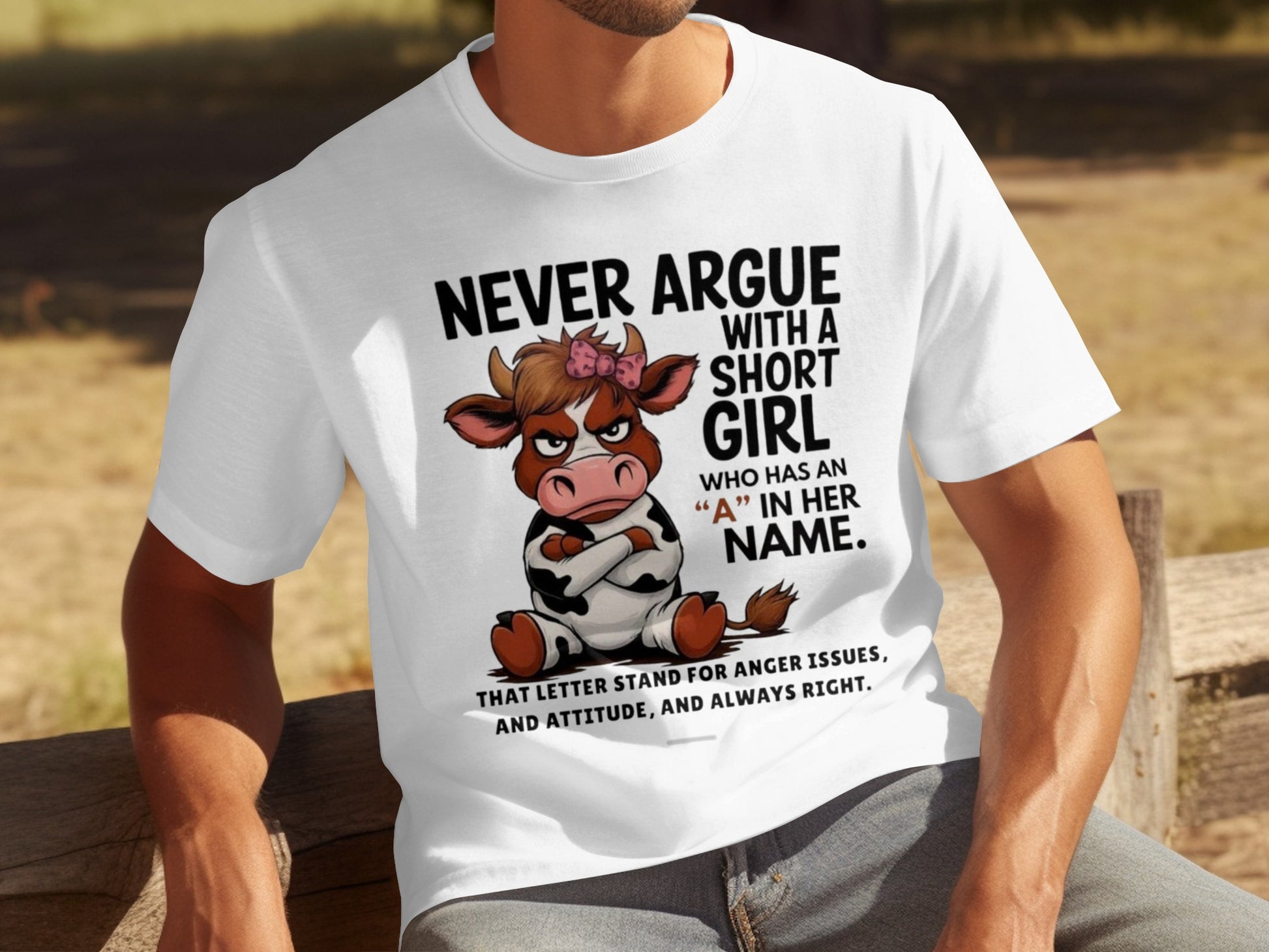 Never Argue With Short Girl Angry Cow T-shirt