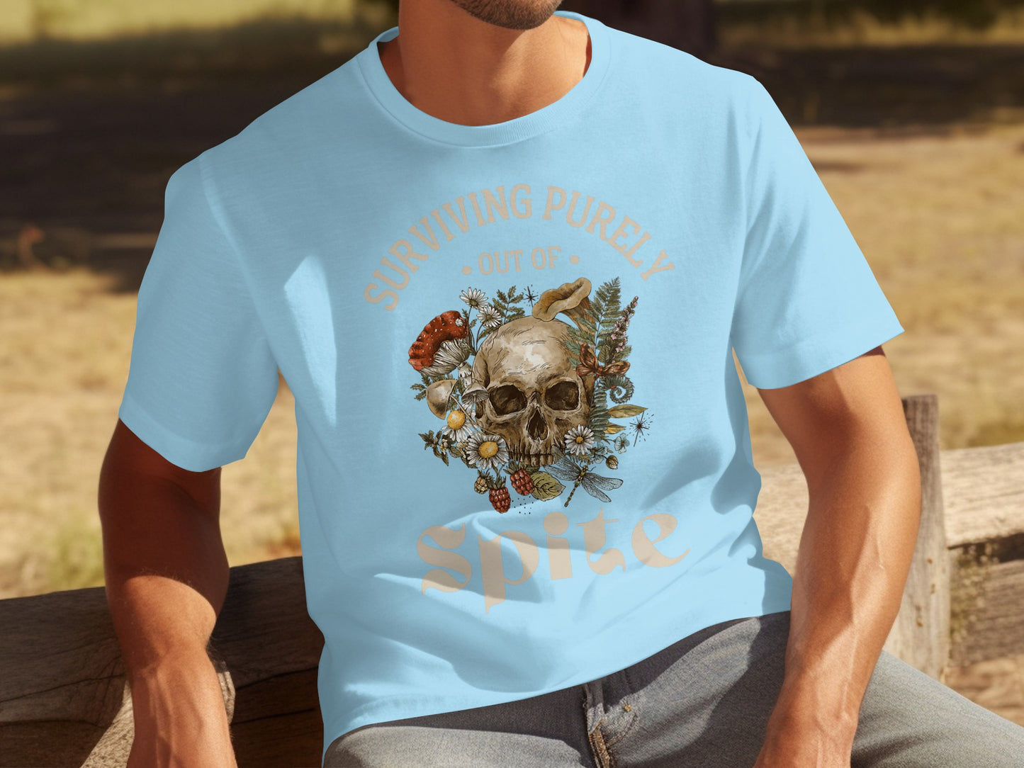 Surviving Purely Out Of Spite Skull Design T-Shirt