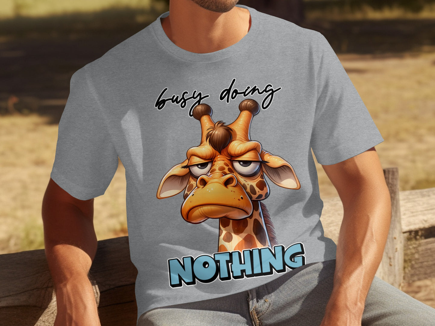 Busy Doing Nothing Funny Giraffe Graphic T-Shirt