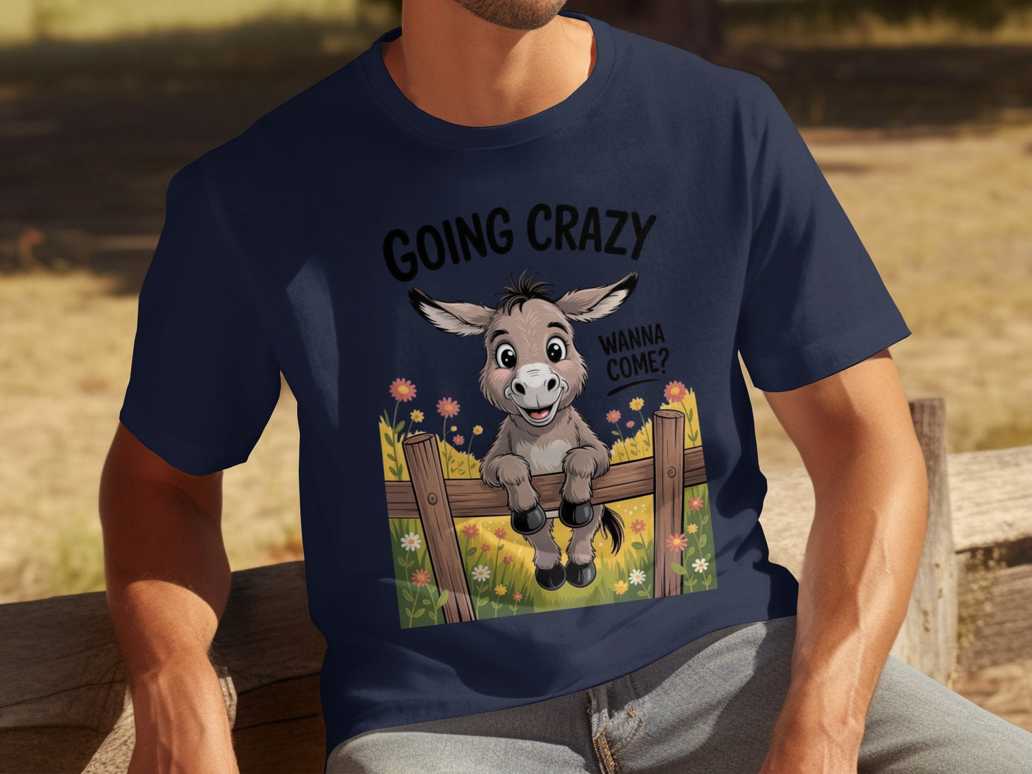 Going Crazy Wanna Come Cartoon Donkey T-Shirt