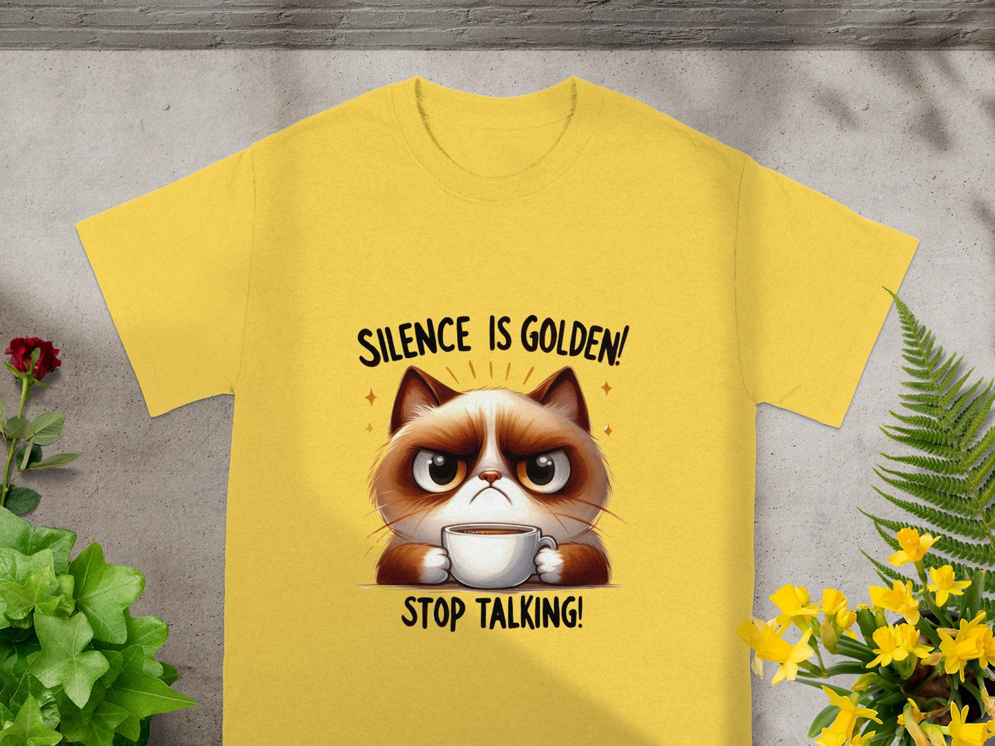 Silence Is Golden Stop Talking Grumpy Cat T-Shirt