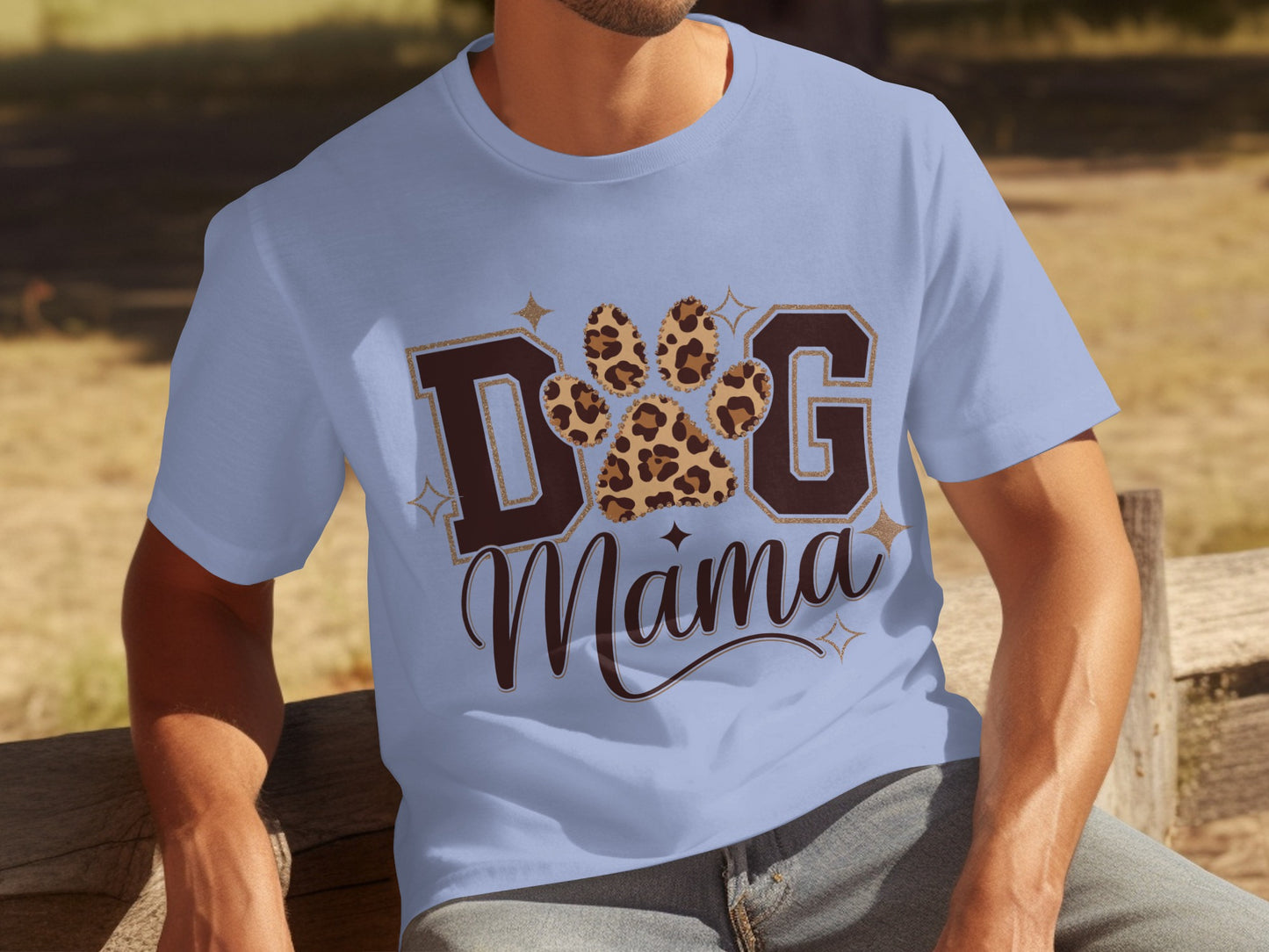 Dog Mama Leopard Print Paw Graphic T-shirt