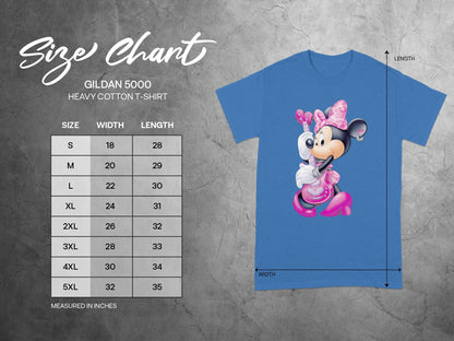 Gildan 5000 T-Shirt Size Chart Measured Inches product type